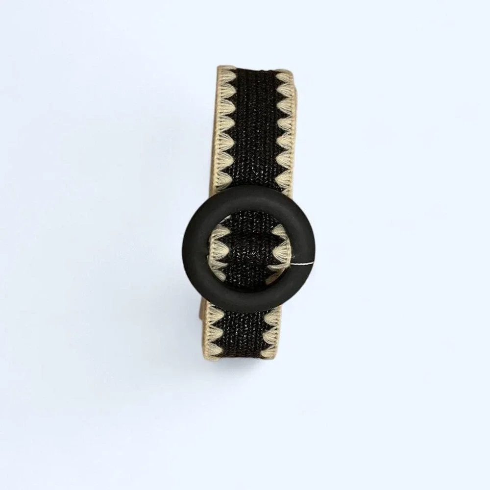 Black‎ woven crochet trim belt size M